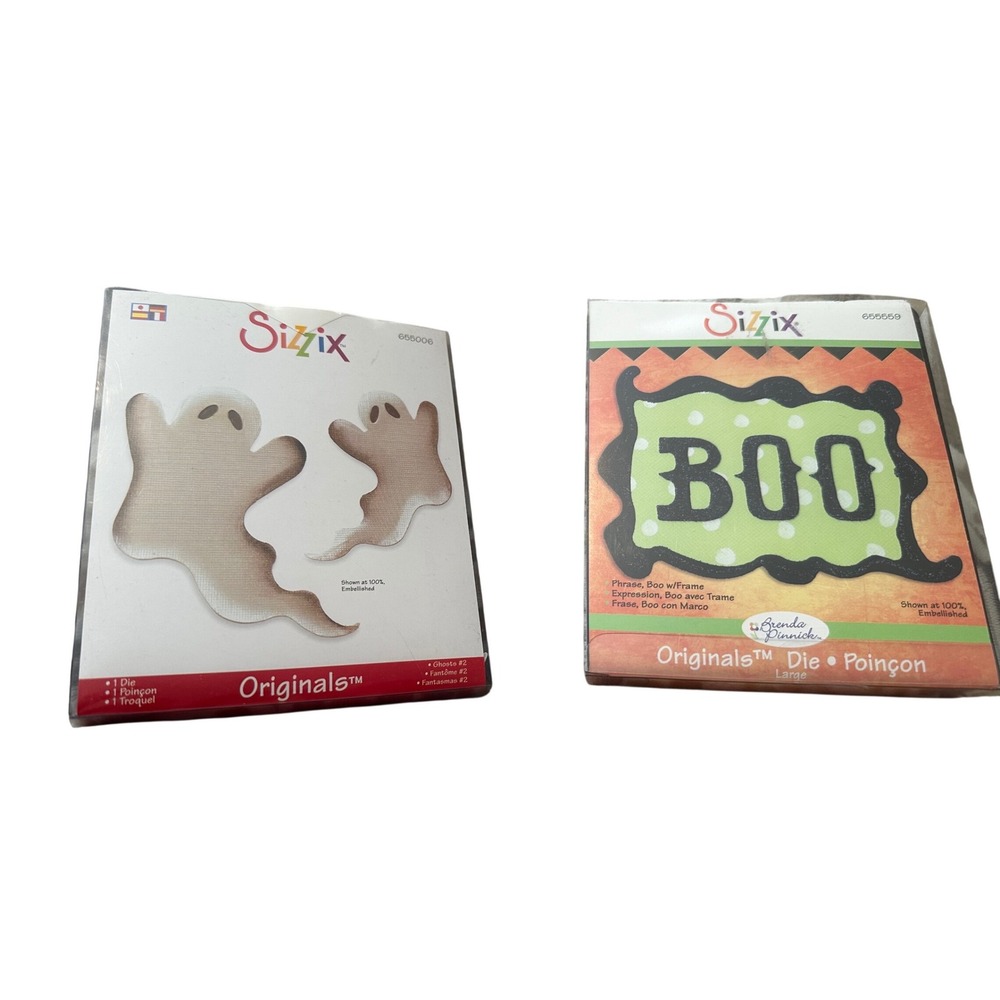 Sizzix Originals Halloween Die Set Ghosts 2 655006 & Phrase Boo w/Frame 655559